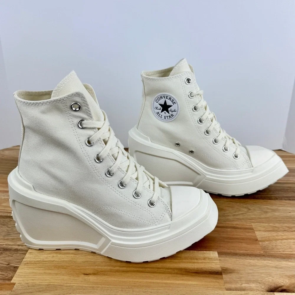 NEW Converse Chuck 70 De Luxe Wedge Heels White Platform Canvas High Top Shoes